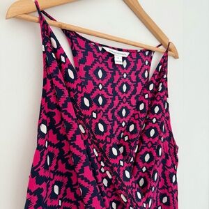 DVF pink pattern silk sleeveless jumpsuit - size 14 (XL) NWOT